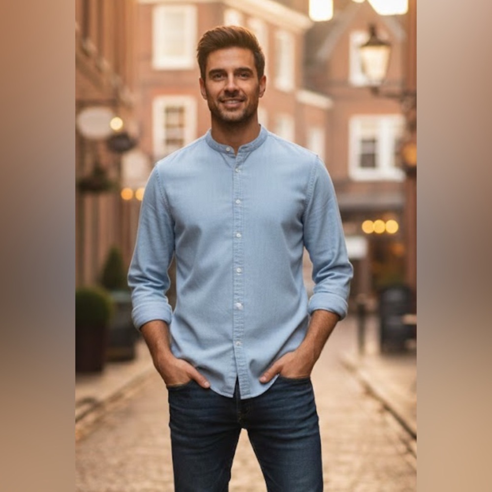 THE KOOPLES fitted light denim shirt size small